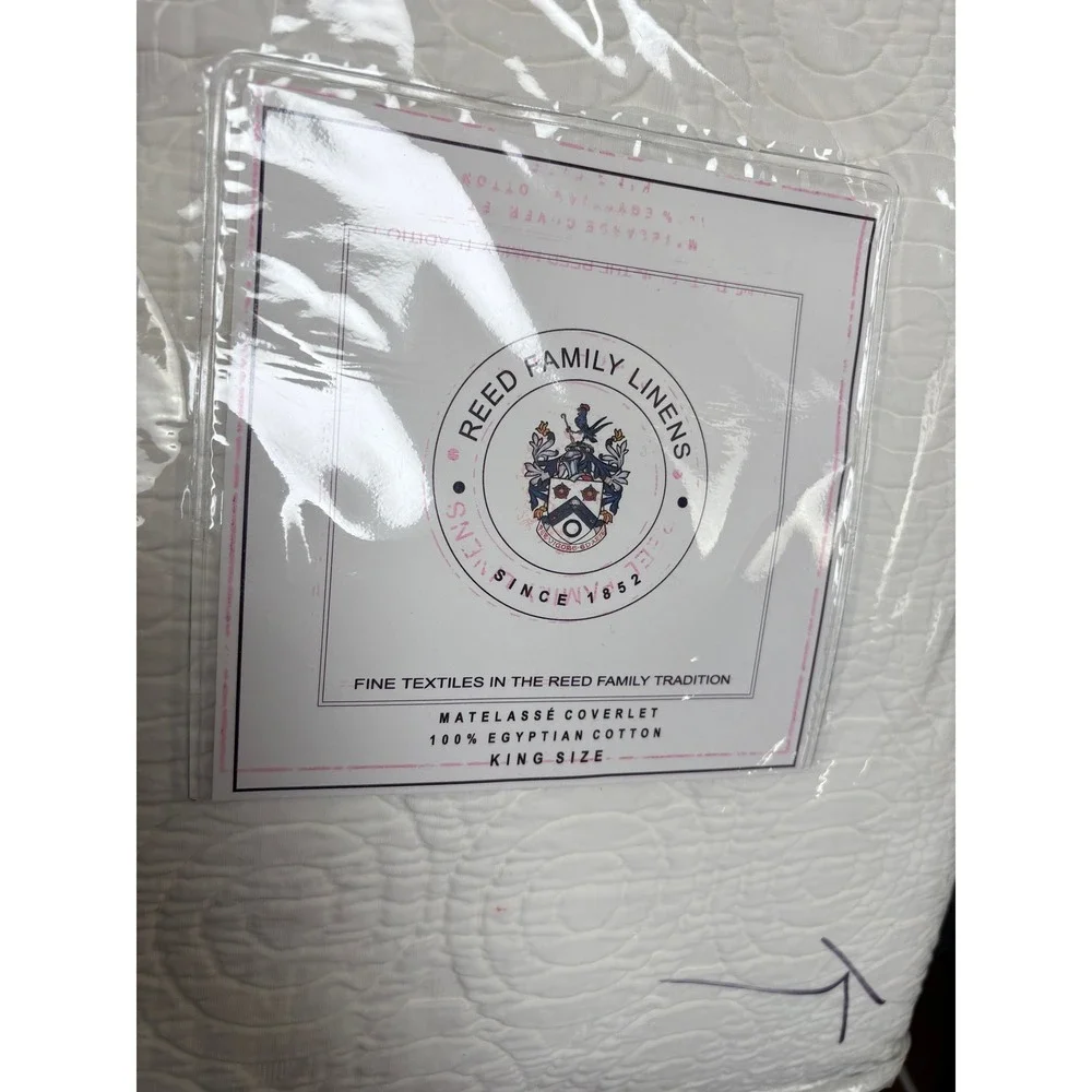 Reed Family Linens Matelasse Coverlet King White 100% Egyptian Cotton Montacute